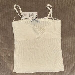 Zara White Fitted Ribbed Camisole
